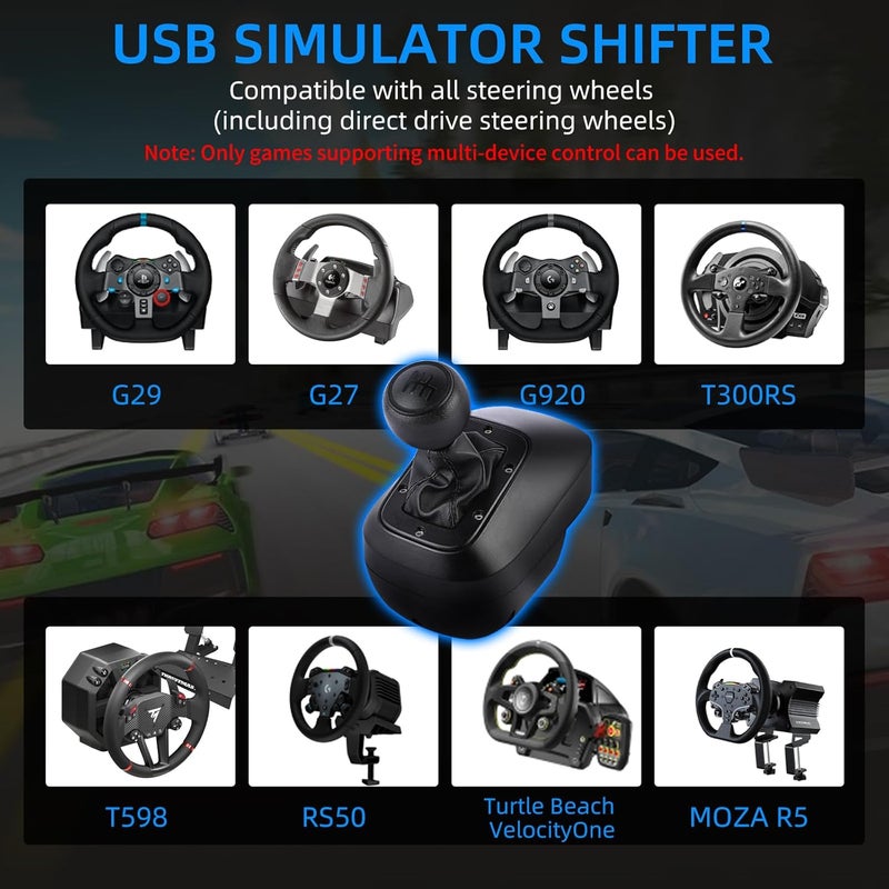 DOYO محاكي نقل الحركة USB للكمبيوتر، متوافق مع G29 G27 G25 G920 T300RS/GT، نمط H بست سرعات مع عكس، مثالي لألعاب سباق المحاكاة ATS ETS WRC - Image 3